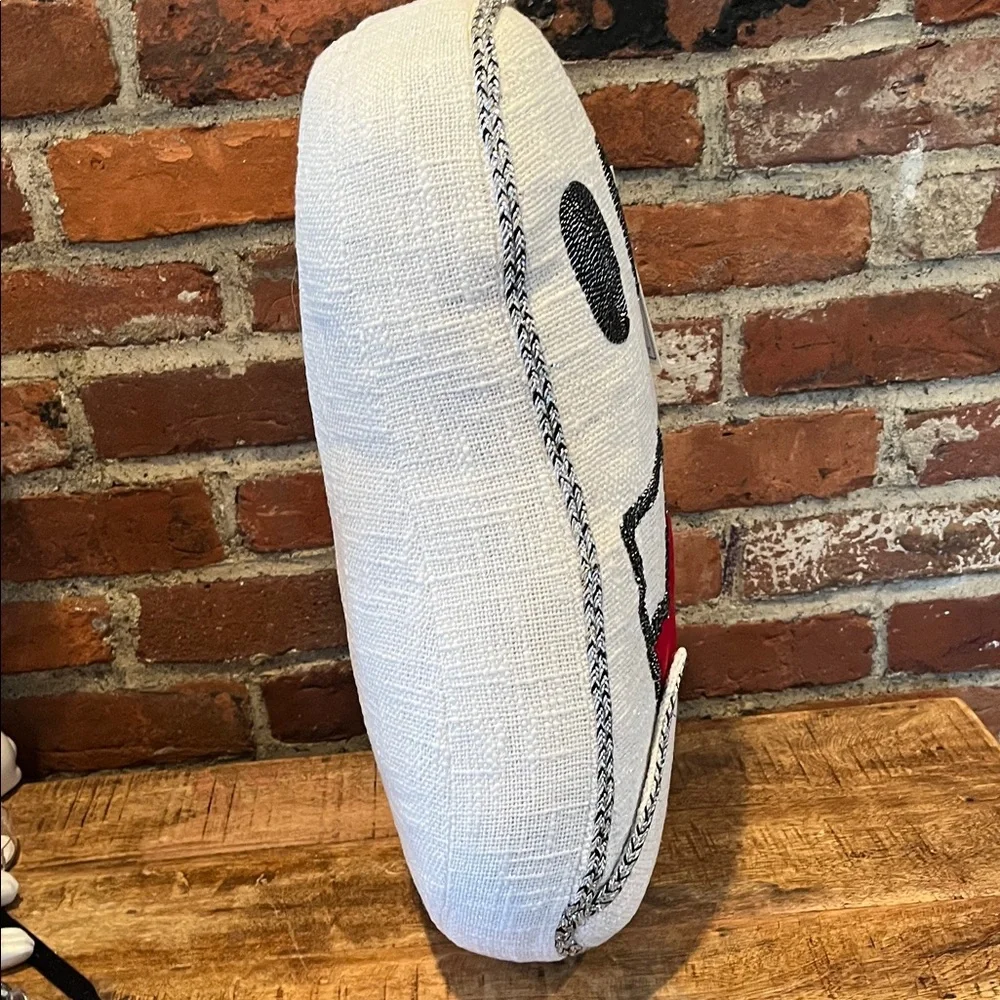 Martha Stewart White Ghost Pillow with Red Wine Accent